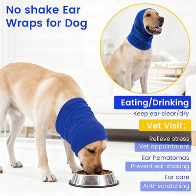Quiet Dog Ear Muffs 1Pack, Anxiety Relief & Dog Ear Muffs Noise Protection for Grooming, Bathing, Fireworks, and Thunder – Soft Elastic Head and Ear (Large, Blue)
