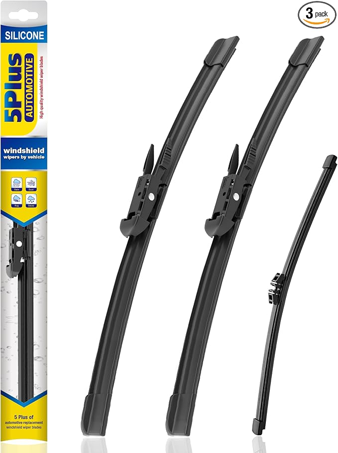 5 PLUS Silicone Windshield Wipers Replacement for 2024-2021 Ford Bronco Wiper Blades(3 PCS),Water Repellent Automotive Replacement Windshield Wiper Blades for My Car -17"/17"/8"