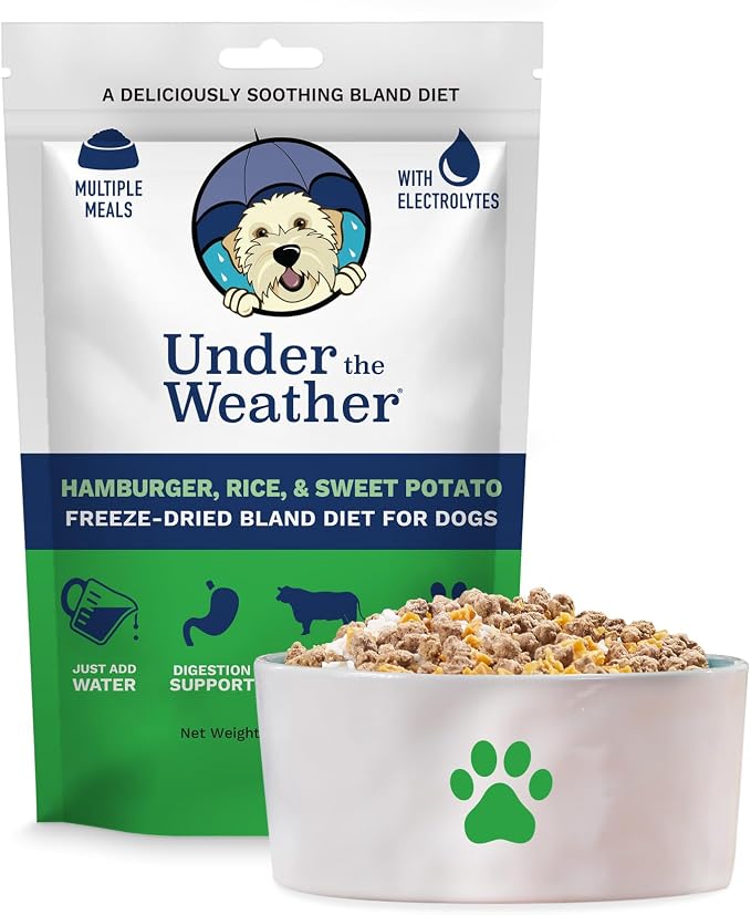 Bland Diet for Dogs | Easy to Digest for Sick Dogs |Always Be Ready| Contains Electrolytes - Natural Freeze Dried 100% Human Grade Meats| 1 Pack- Rice, Hamburger & Sweet Potato - 6oz