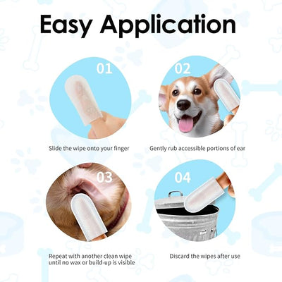 Mooncat Cat & Dog Ear Cleaner Finger Wipes, Gentle Ear Care, 40 Count | Soothing finger wipes for sensitive ears, Ear mites, Wax & odor control, Safe for Kittens & Puppies, Pre-moistened wipes