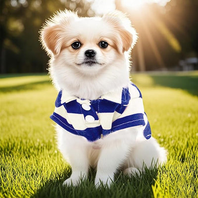 Dog Shirt Polo Shirt Striped Collar Puppy Clothes Summer Button Up Pet Clothes for Small Medium Dogs Cats for Boy Girl Pets (Royal Blue, Large)