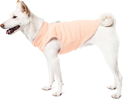 Gooby Fleece Vest Dog Sweater - Peach, Small - Warm Pullover Fleece Dog Jacket with O-Ring Leash - Winter Small Dog Sweater Coat - Cold Weather Dog Clothes for Small Dogs Boy or Girl (Pack of 2)
