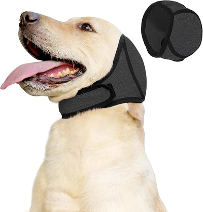 Waterproof Dog Bath Ear Covers & Calming Dog Snood – Aimosheng Reusable, Adjustable Anxiety Relief for Swimming, Grooming, Thunder & Fireworks Gray S