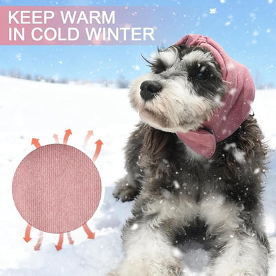 Ear Muffs for Dogs,Warm Winter Head Wrap Calming Hoodie,No Shake Anxiety Relief Pet Covers Ear Noise Protection Vest for Dogs Thunder Fireworks,Vet Visits,Grooming(Reddish Brown,S)