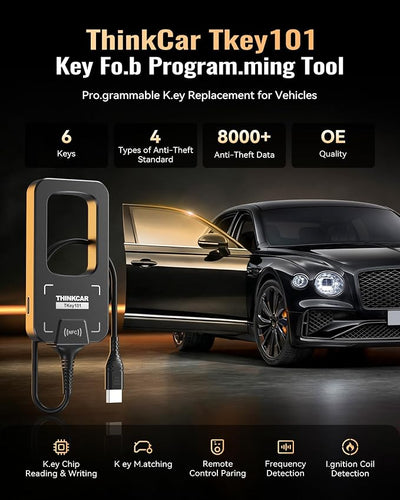THINKCAR TKEY101 Key Fob Replacement Kits for Vehicles, Keyless Entry Remote with 3 Button Keypads, Work with THINKSCAN 689BT, THINKSCAN 689 Scan Tool