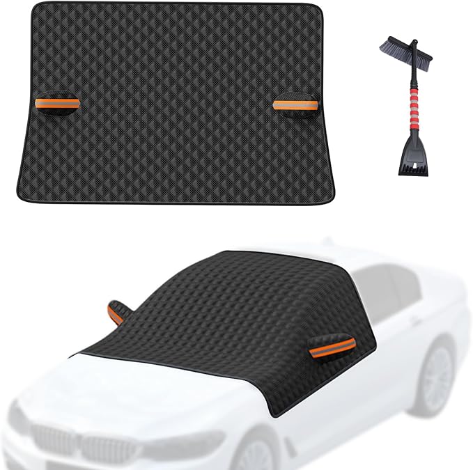 All-Season Magnetic Windshield Cover for Ice and Snow,Foldable Winter Snow Cover for Side Mirror Protection,Waterproof Frost Guard for Car, SUV & Truck,Easy Install & Storage Bag