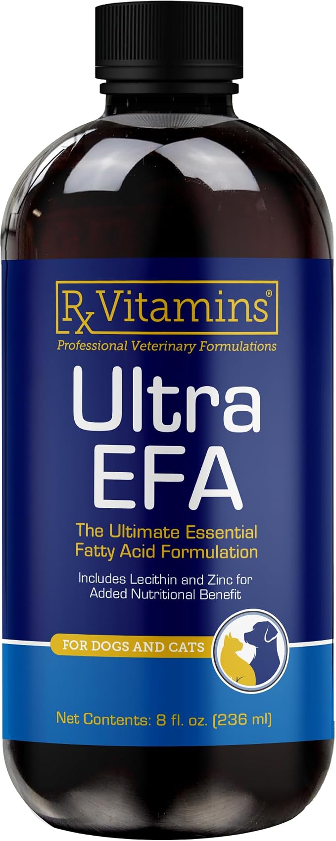 Ultra EFA Omega 3 Fish Oil for Dogs & Cats - Promotes Heart, Brain, and Joint Health with Vitamin E, Biotin, and Zinc - Liquid Fish Oil for Itch Relief, Dog Shedding, Coat Health - 8 oz