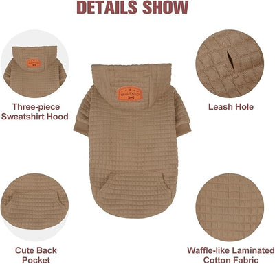 BEAUTYZOO Dog Sweaters for Large Dogs Girls Boys, Warm Winter Dog Hoodie Sweatshirt with Pocket & Leash Hole,Soft Waffle-Like Laminated Cotton Pet Clothes for Big Breeds Indoor Outdoor Cold Weather