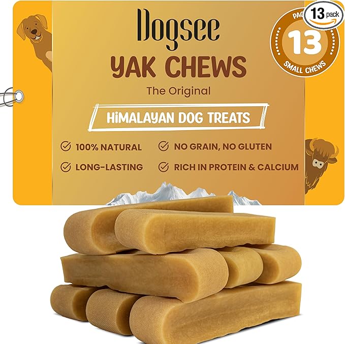 Yak Cheese Himalayan Dog Chews 1lb (Small- 13 Bars) 100% All Natural 60% Protein Dog Treats for Small Breed, Odorless Limited-Ingredient Chews for Puppies & Power-Chewers, Long Lasting