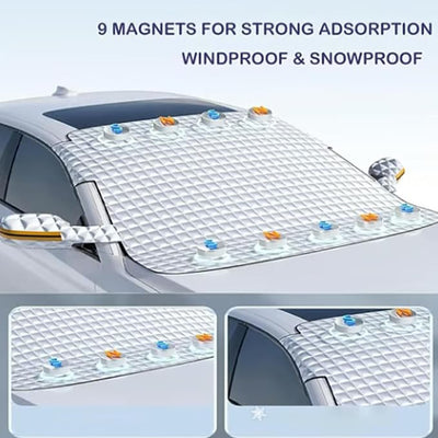 Somefune Windshield Cover - 2025 Upgraded Car Windshield Magnetic Snow Cover, All Weather Windshield Cover with Magnets, Universal Fit for Any Car (SUV)