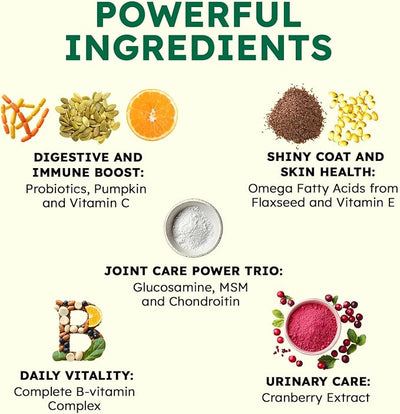 ZENO Dog Vitamins and Supplements - 150 Dog Multivitamin Chewable - Immune, Joint Support, Skin, Gut Health + Packed with Omega 3s, Glucosamine & Probiotics - Safe for Puppy - Duck