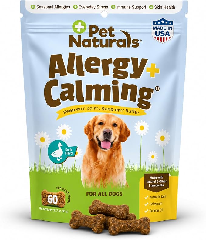 Pet Naturals Allergy Plus Calming Soft Chews for Dogs, Support for Seasonal Allergies, Paw Licking, Itchy Skin, Everyday Stress, Skin Health & Immune Health, 60 Count