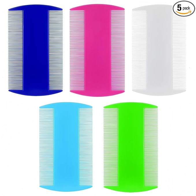 Yumflan Flea Comb, 5 Pack Double Sided Fine Tooth Comb, Pet Grooming Combs Dandruff Removal Combs for Cats Dogs Puppy