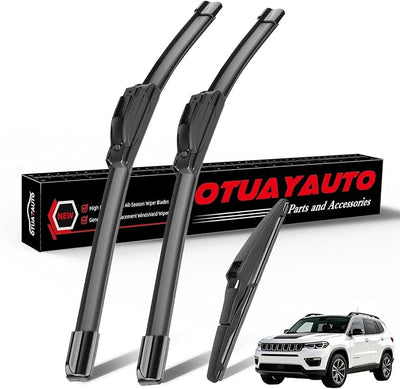 OTUAYAUTO Windshield Wiper Blades Replacement for Jeep Compass 2018-2022 All-Extreme Weather Performance Quiet No Trace Front and Rear Wipers U/J Hook 24"+18"+10" (Pack of 3)