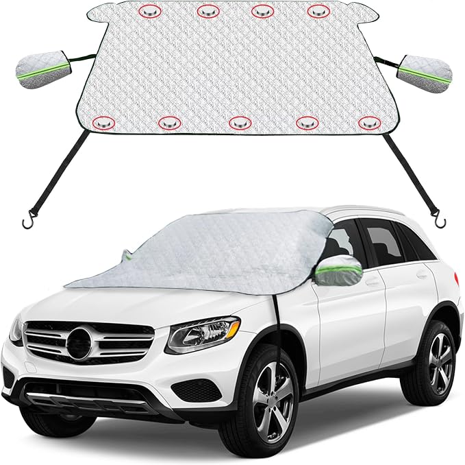 Car Windshield Cover for Ice and Snow - Magnetic Car Windshield Snow Cover, Winter Frost Guard Car Window Covers Snow Shield Ice Cover & 4-Layer, Anti-UV for Most Cars Big Size (67x 59in)