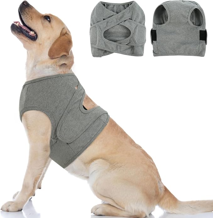 BRKURLEG Chest Recovery Suit for Dogs, Dog Chest Wound Cover, Breathable & Soft Pet Surgery Recovery Suit, Anti-Licking Wound Vest, Not for Spay/Neuter Surgeries, Pet Cone Alternative, Grey XL