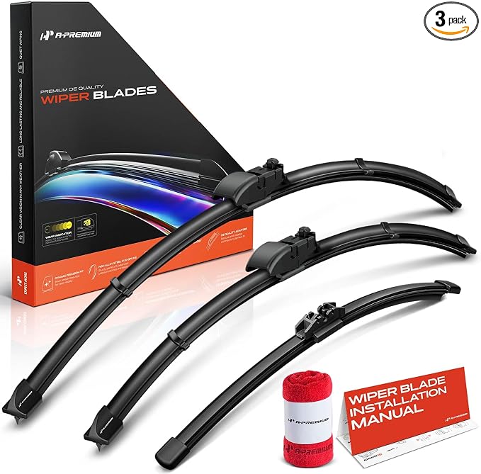 A-Premium 26"+20"+12" APWB467 Windshield Wiper Blades Compatible with BMW X3 2018-2024, X4 2019-2024 - Front Rear Wipers Blade Set for Gen2V5/FR_DH Arm Connector, w/Wear Indicator & Towel (Pack of 3)