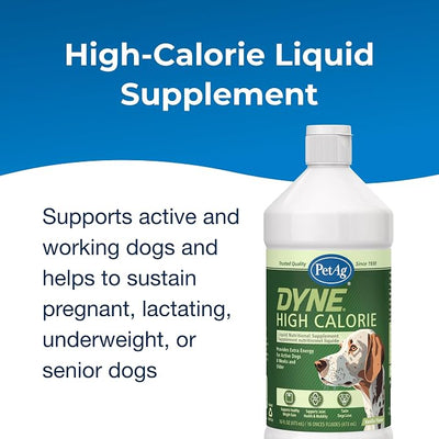 PetAg Dyne High Calorie Liquid Nutritional Supplement for Dogs & Puppies 8 Weeks and Older - 16 oz, Pack of 2 - Supports Performance and Endurance - Sweet Vanilla Flavor
