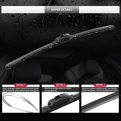 Front and Rear Windshield Wipers for Toyota 4Runner 2003-2009 | Quiet and Streak-Free Front and Back Wiper Blades Assembly All-Season OEM Automotive Replacement Accessories