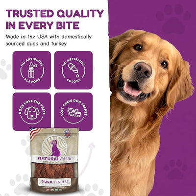 Loving Pets Natural Value All Natural Soft Chew Duck Tenders Dog Treat, 14-Ounce (8051)