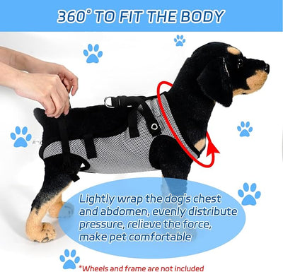 Dog Wheelchair for Back Legs, Light Weight Dog Wheelchair Cart with Disabled Hind Legs Walking, Adjustable