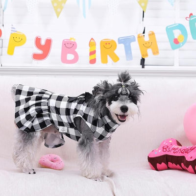 CuteBone Turtleneck Dog Velvet Dress Puppy Skirt Costume Pet Clothes Cat Apparel with Bow Hair Rope for Small Dogs CVD14S