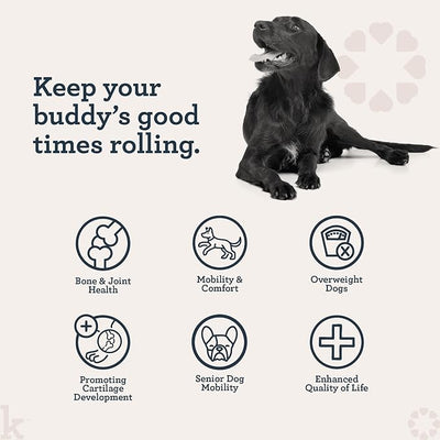 Kradle Hip & Joint Chews for Dogs - Glucosamine Chondroitin MSM Turmeric - Mobility Support for Large & Small Dogs - 75 Soft Chews + 4oz Spray