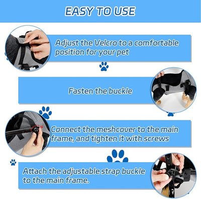 Dog Wheelchair for Back Legs, Light Weight Dog Wheelchair Cart with Disabled Hind Legs Walking, Adjustable