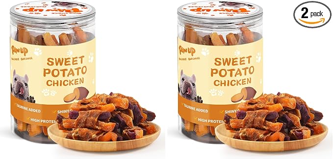 Chicken Sweet Potato Dog Treats, Double Sweet Potato Chews with Taurine, Healthy Pet Snacks for Small Medium Large Dogs, 12.5 oz (Pack of 2)
