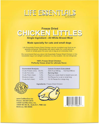 Life Essentials by Cat-Man-Doo | Chicken Littles - 5oz Bag | Freeze Dried Chicken Cat & Dog Treats | Healthy, Single Ingredient, Training Treats, High Protein