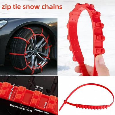 20 PCS Universal Emergency Tire Chains, Adjustable Plastic Anti-skid Ties, zip tie snow chains for Most Cars, SUV Trucks, zip tie snow chains, Reusable Portable Security Cable Belts