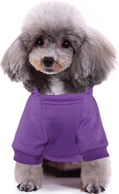 Jecikelon Print Dog Hoodies for Small Dogs, Soft Fleece Puppy Clothes for Pet Cat, Warm Winter Outfits Cold Weather Coats, Cute Sweatshirt Puppies Costume (Purple, Large)