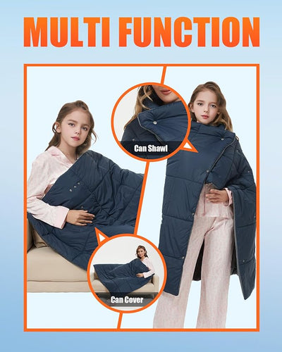 CYCYHEAT Kids Heated Blanket Battery Operated - Boys and Girls 7.4V DC Portable Cordless USB Heating Blanket for Outdoors