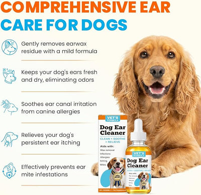 Dog Ear Cleaner and Infection Treatment,Natural Ear Drops for Dogs, Gentle Relief for Itching, Irritation, Wax Build-Up & Infections,Safe Ear Cleaning Solution for All Breeds & Ages