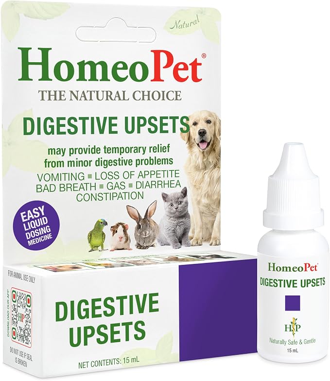 HomeoPet Digestive Upsets, Safe, Gentle, and Natural Dog and Cat Digestive Support, 15 Milliliters