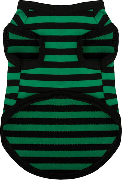 Paiaite Striped Shirt for Dogs - Happy Color Cotton Sleeveless Puppy Shirts, Breathable Pet Apparel Tank Top, Colorful Sweatshirt for Small Medium Dogs, Green XS