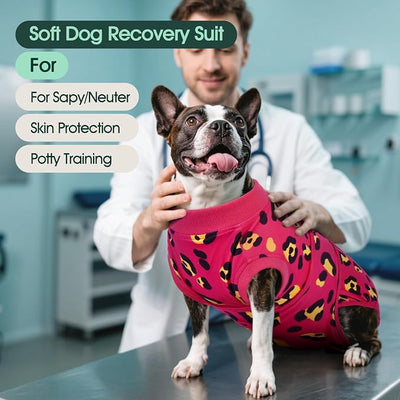Kuoser Dog Recovery Suit for Dogs After Surgery,Professional Surgical Onesie for Female Male Dogs Spay Neuter,Soft Dog Surgery Suit Bodysuit for Abdominal Wounds Skin Disease,Rose S