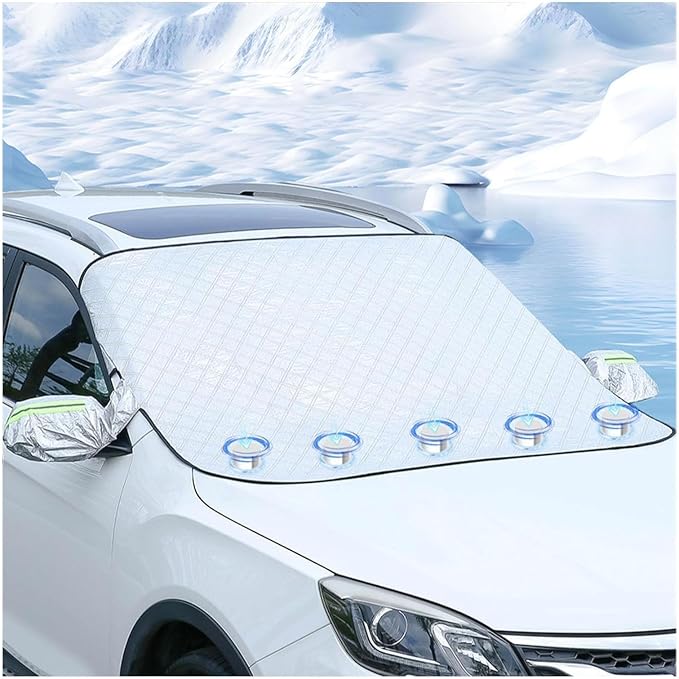 Car Windshield Snow Cover for Kia Sedona 1998–2021 VQ/KA4,Magnetic Window Ice Frost Guard with Mirror Covers,Winter Sun Shade,Waterproof,Windproof