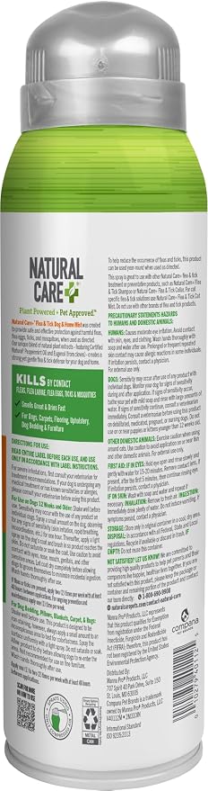Natural Care Flea and Tick Spray for Dogs - Flea & Tick Treatment for Dogs - Flea & Tick Killer with Certified Natural Oils - 14 Ounces
