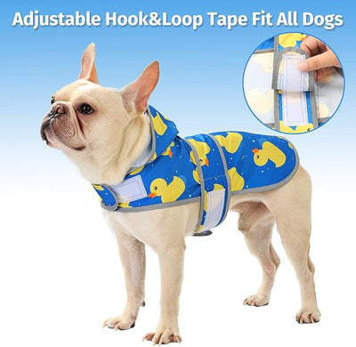 Dog Raincoat for Medium Dogs Waterproof Jacket Hooded Rain Coats with Reflective Strips Leash Hole & Poncho Adjustable Fit (ShinyDuck,M)
