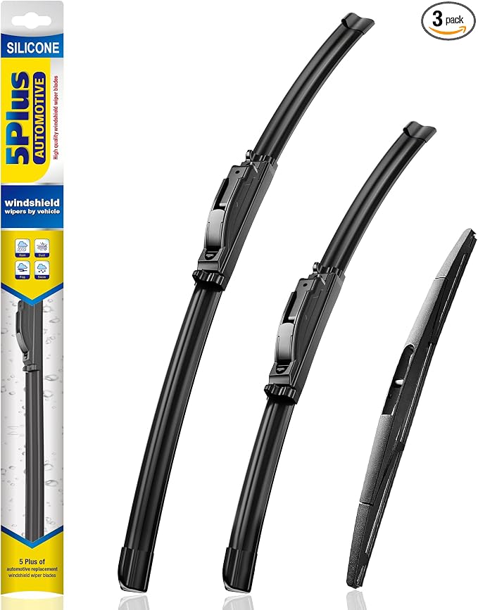 5 PLUS Silicone Windshield Wipers Replacement for 2012-2005 Nissan Pathfinder /2012-2005 Xterra Wiper Blades(3 PCS),Water Repellent Automotive Replacement Windshield Wiper Blades -24"/18"/12"