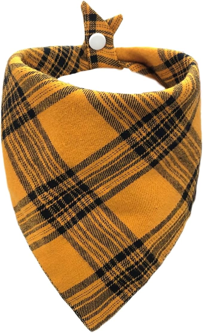 Classic Plaid Pattern Dog Bandana - Adjustable Soft Triangle Pet Scarf for Boys and Girls,Medium