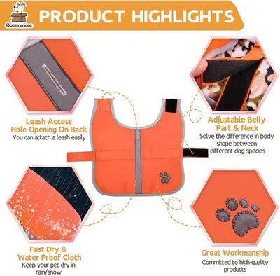 Queenmore Cold Weather Dog Coats Loft Reversible Winter Fleece Dog Vest Waterproof Pet Jacket Available in Extra Small, Small, Medium, Large Extra Large Sizes