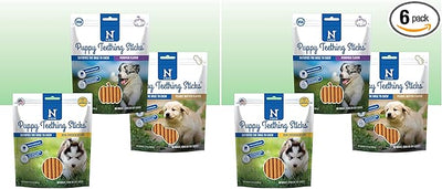 N-Bone Puppy Teething Sticks Variety Pack, Chicken & Pumpkin & Peanut Butter Flavor, 3.74 Ounce (Pack of 6)