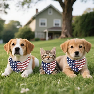 KEIAHUAN American Flag Dog Bandana 4th of July Patriotic Puppy Scarf Soft and Breathable Adjustable Dog Cat Kerchief for Small Medium Large Dogs Pack of 1