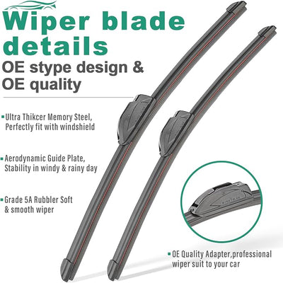 15" 15" 13" Windshield Wiper Blades Replacement for Jeep Wrangler 2007-2017 / Jeep Wrangler JK 2008-2018 Premium All Weather Front Rear Wipers Set - OEM Quality (Pack of 3)