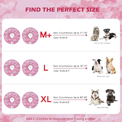 IEUUMLER Inflatable Recovery Dog Cone Collar, Neck Donut Protective ECollar, Adjustable Soft Collar for Dog and Cat After Surgery Prevent from Biting & Licking EU020 Pink Camo M