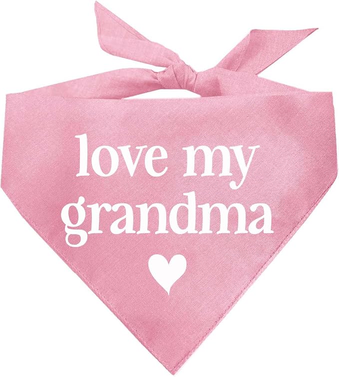 Love My Grandma Mother's Day, Valentine's Day Dog Bandana (Baby Pink, XS 399)