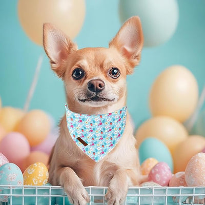 Easter Dog Bandana - Cute Blue Bunny Dog Neck Scarf, Soft Spring Pet Bib for Puppy Kitten, Easter Photo Dogs Cats Prop for Daily Use Parties & Pet Photography S