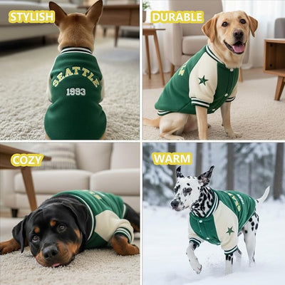 Giant Dog Winter Jacket, Fleece Lined Doggy Sweater for Chilly Days, Warm Sport Vest for Extra Large Breed Dogs, Thick Cold Weather Coat for Pets, Doberman Christmas Costume, Green XXXXL